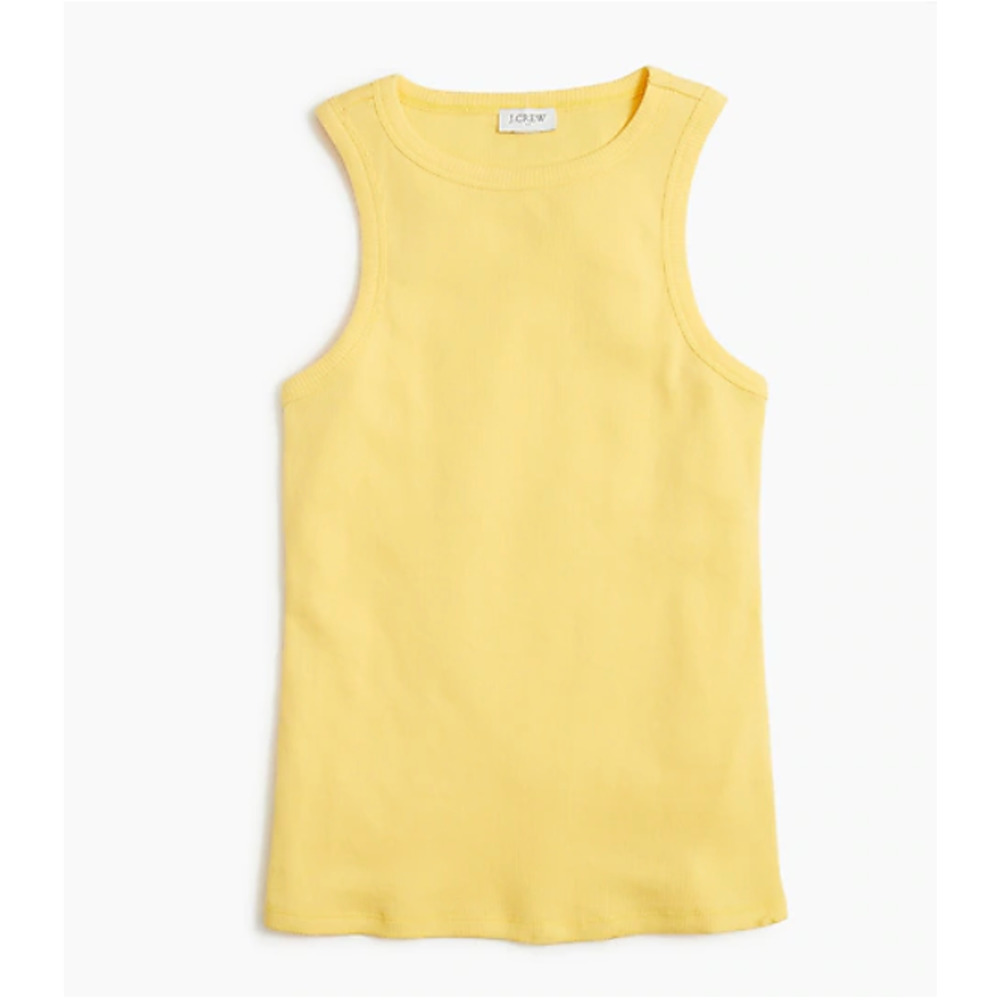 3X J Crew Factory High-neck ribbed tank top LEMON ZEST Yellow